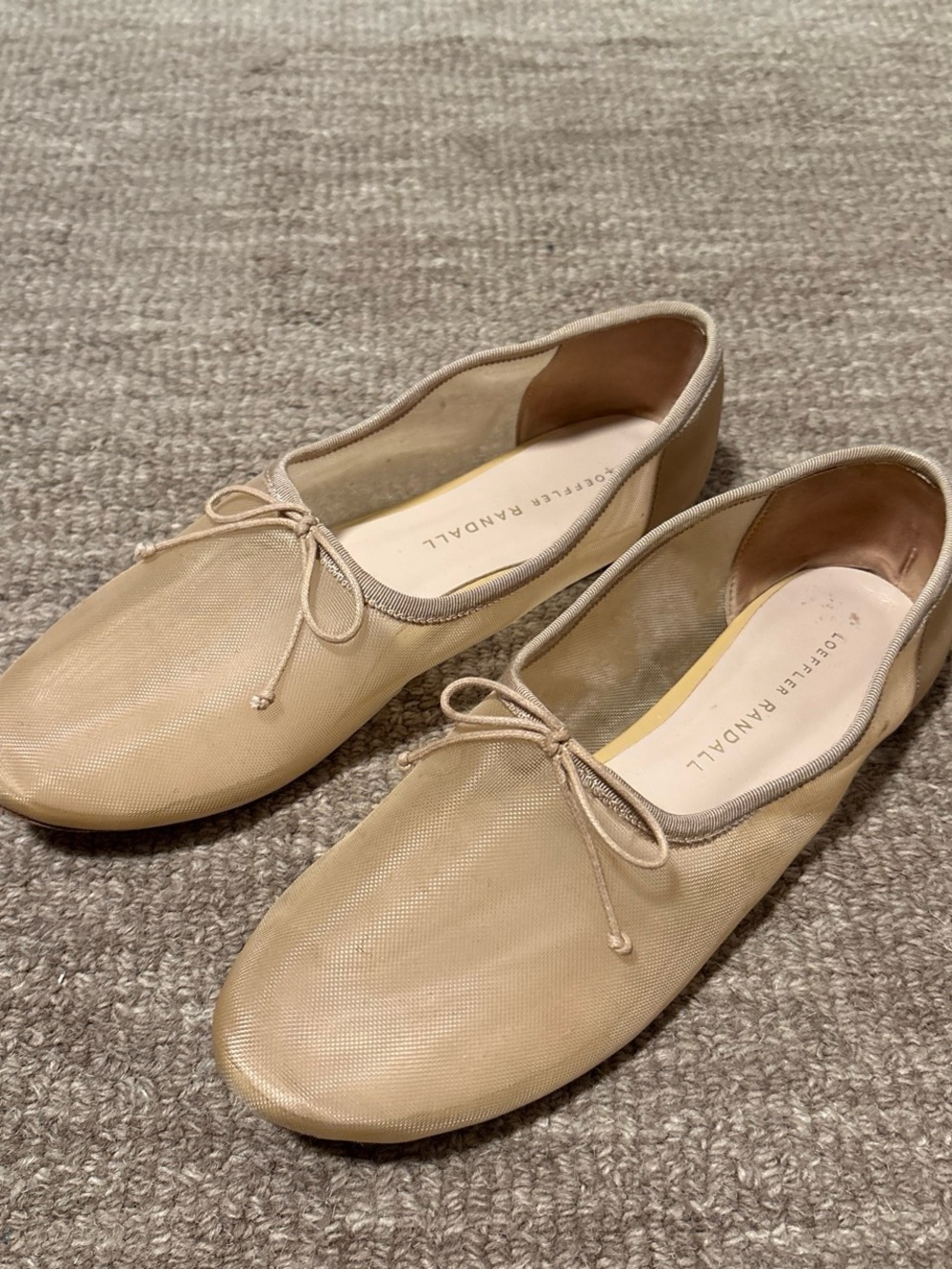 Loeffler Randall Women's Beige Mesh Ballet Flats